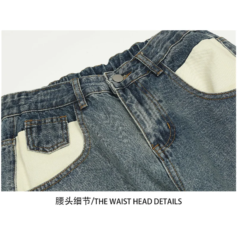 Streetwear Men American Vintage Loose Blue Jeans 2022 Autumn and Winter New Pattern Fashion Straight Cylinder Trousers Female