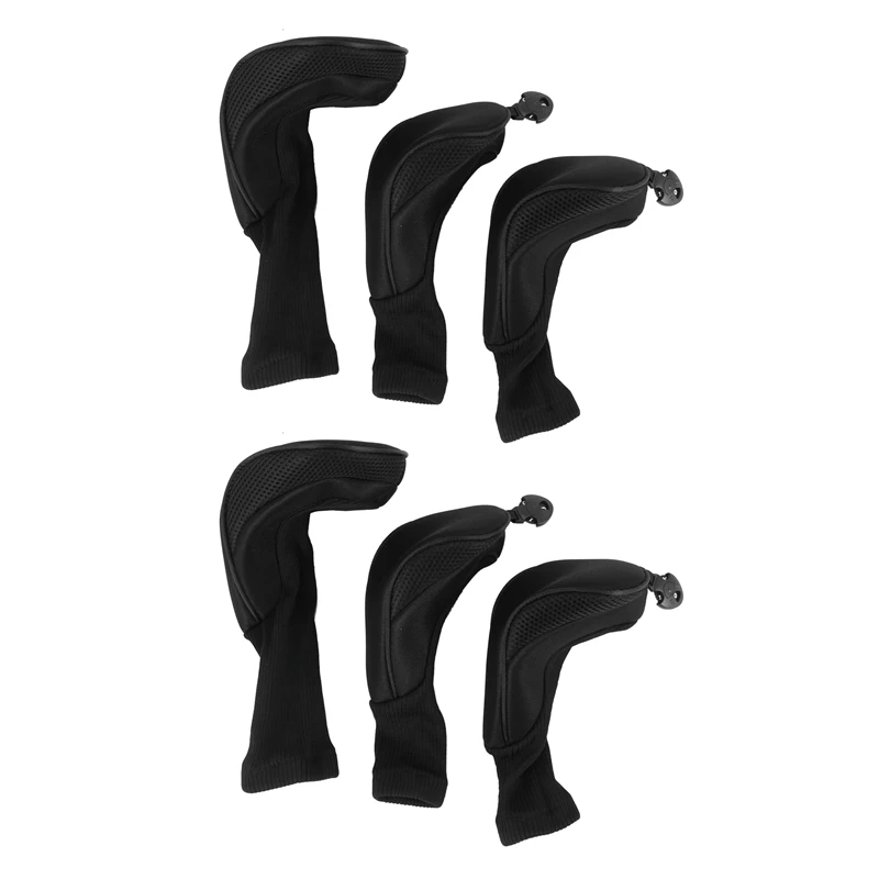 

Черные чехлы для головы для гольфа, чехлы для водителей 1, 3, 5, чехлы для игры в гольф-клуб, подходят для всех Fairway и водительских клубов, 6 шт.