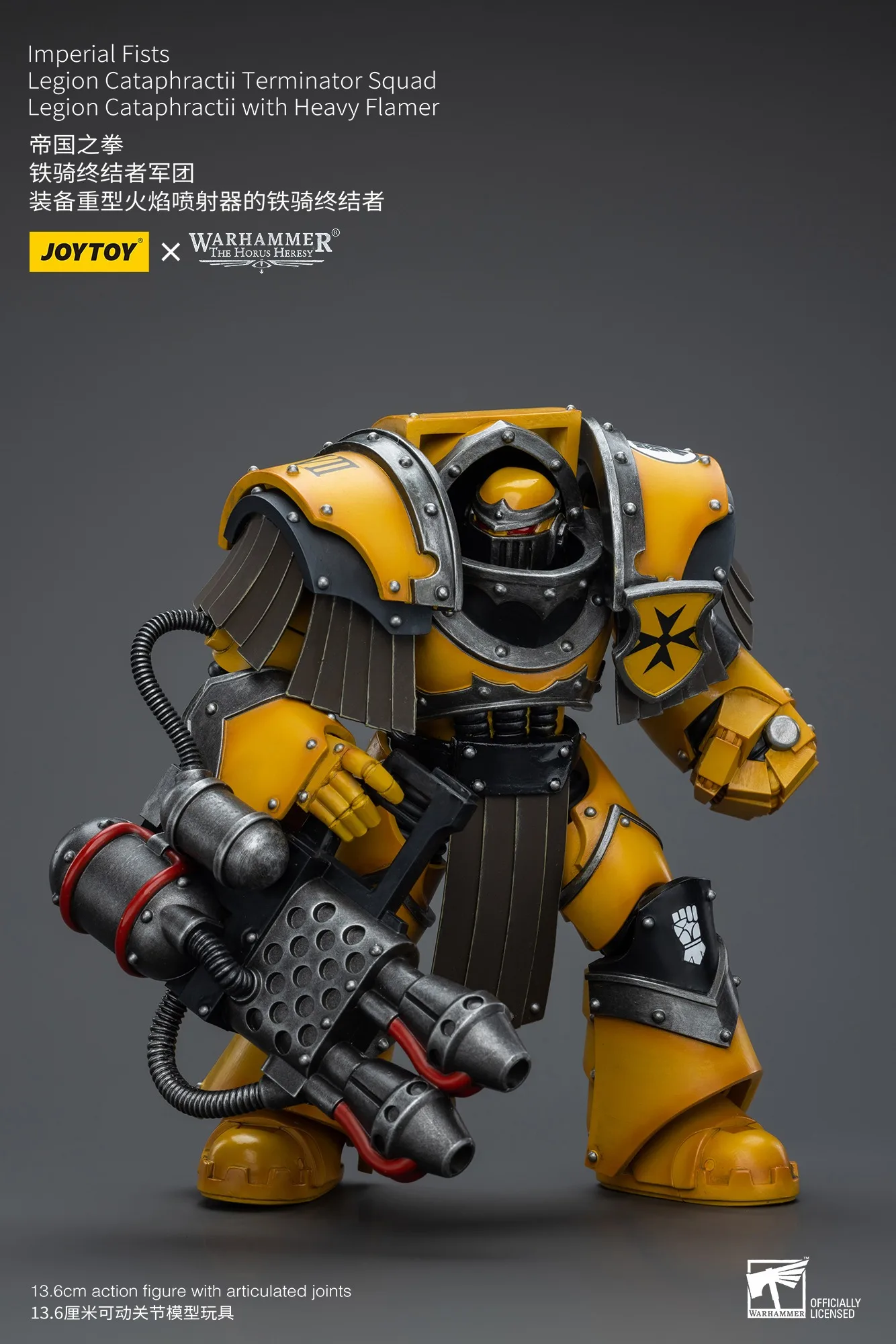 Фото JOYTOY Warhammer 1/18 фигурки императорских кулаков легион катафологии сержант с тяжелым пламенем фигурка модель игрушка подарки для мальчика №5
