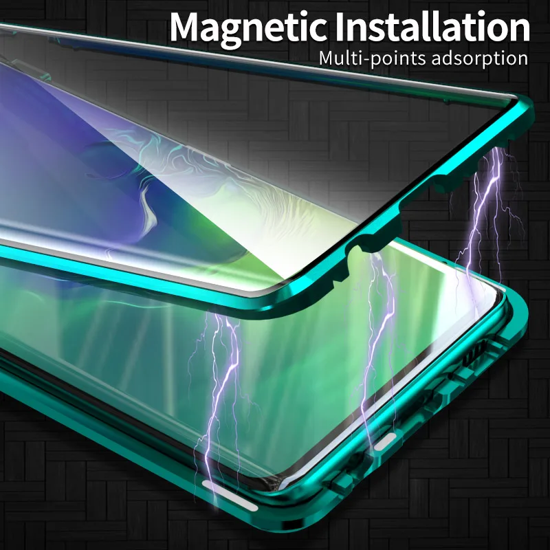 Double Side Tempered Glass 360 Case For Samsung Galaxy Note 20 Ultra F62 M62 S9+ S21Plus A71 Magnetic Metal Frame