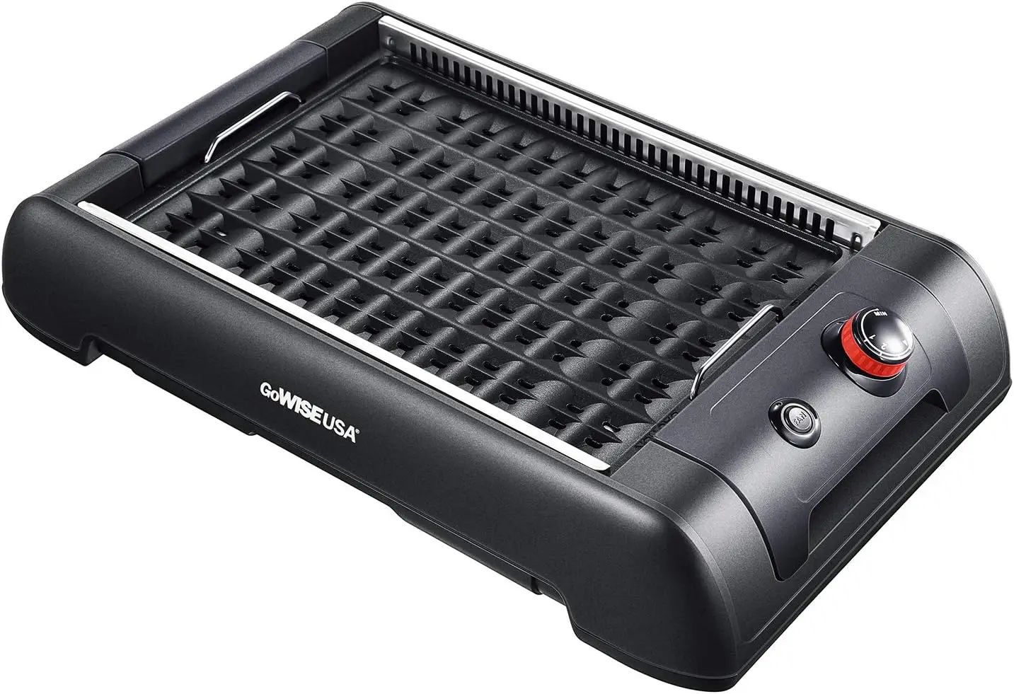 

2-in-1 Smokeless Indoor Grill and Griddle with Interchangeable Plates and Removable Drip Pan + 20 Recipes (Black), Large