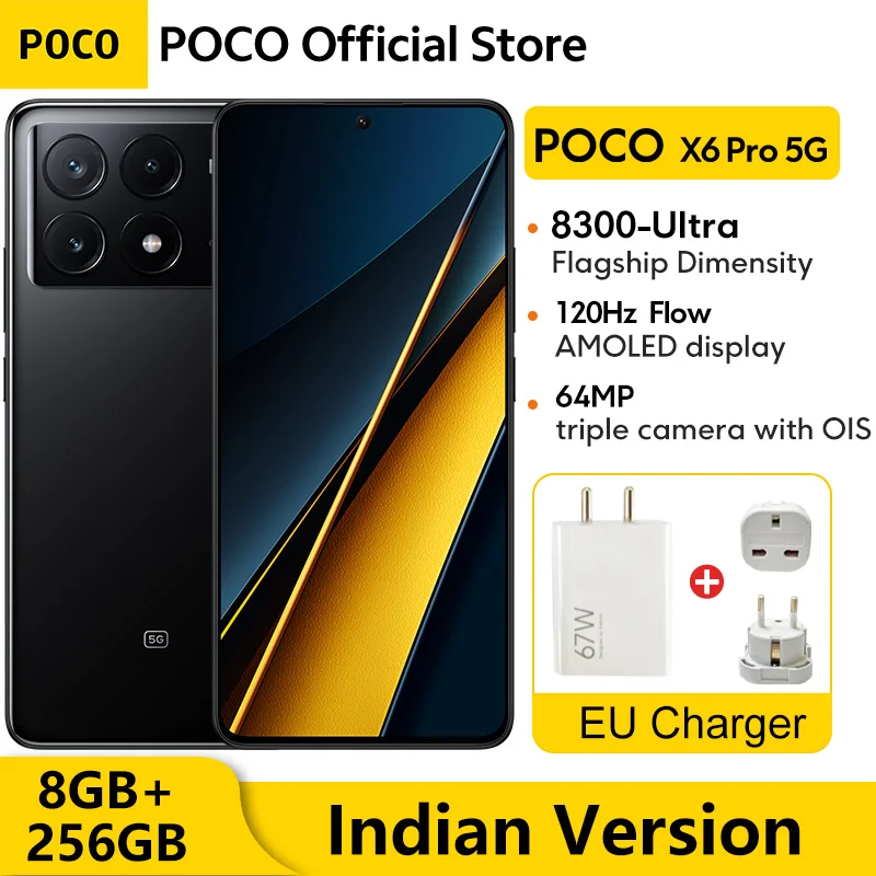 Индийская версия POCO X6 Pro 5G 8 ГБ 256 ГБ Смартфон Размер 8300
