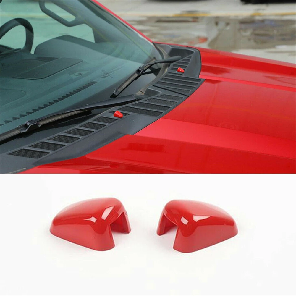 

For Ford F150 F-150 2021-2022 Nozzle Cover Wiper Washer Cover Scratch Resistant 2pcs ABS Easy Installation Fashion Red