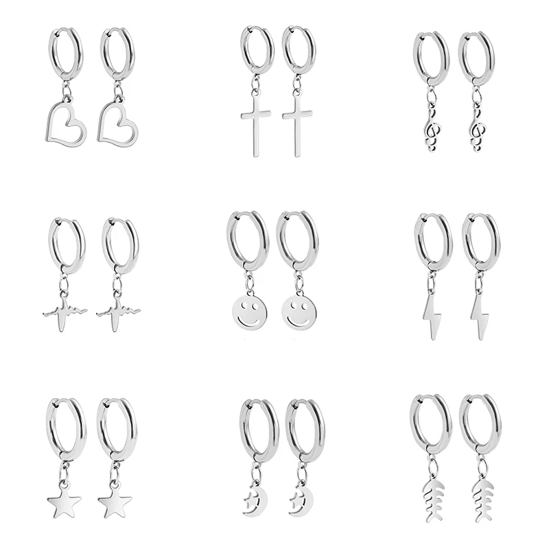 Женские серьги из нержавеющей стали в стиле панк серебристые - Цена: 180.48