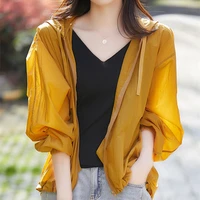 spring summer womens light top hooded sun protection clothing korean fashion breathable sports jacket loose leisure designer za