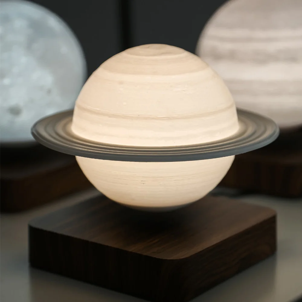 Creative Saturn Night Light 3D Magnetic Levitation Moon Lamp Rotating Led Luna Floating Lamp Home Decoration Living room Bedroom