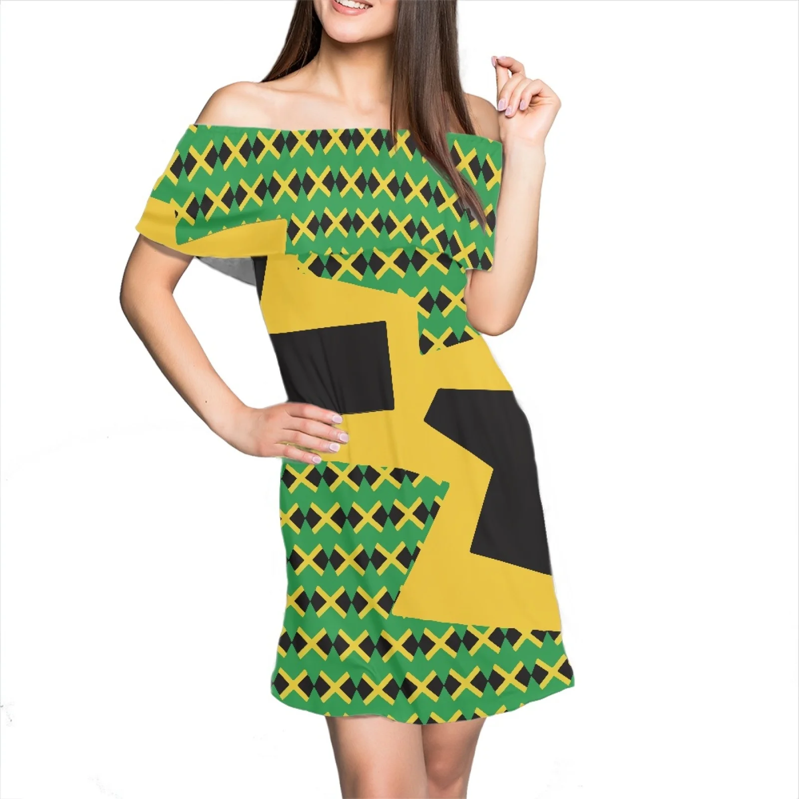 

Модное платье с принтом флага, пикантное элегантное облегающее платье без бретелек с коротким рукавом, женское праздничное банкетное плать...