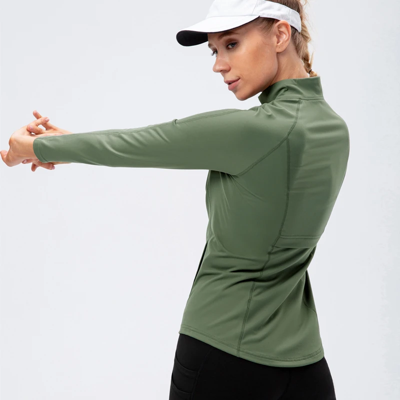 Sport Jacket Women Long Sleeve Zip Fitness Yoga Shirt Top Workout Gym Activewear Sport Running Coats Training Clothing Outdoor