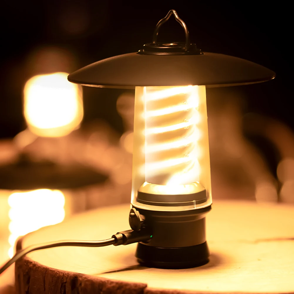 

Retro Hanging Lantern 3-Levels Brightness Adjustable Camping Light Large Capacity Flashlight Rechargeable Atmosphere Lighting