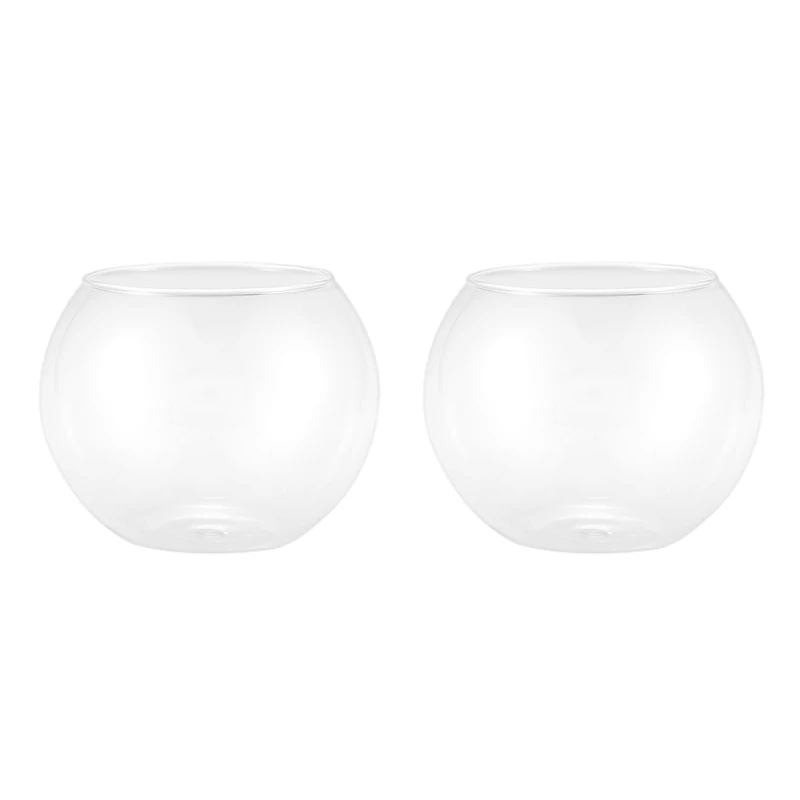 

2X Round Sphere Vase In Transparent Glass Fish Tank