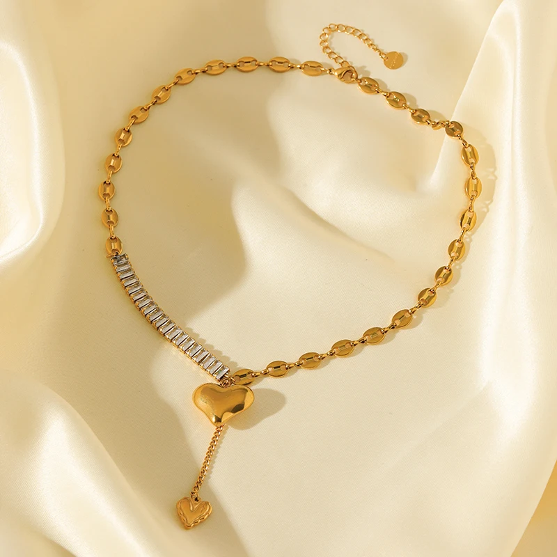 EILIECK нержавеющая сталь 316L сердце любовь кулон ожерелье для женщин мода циркон