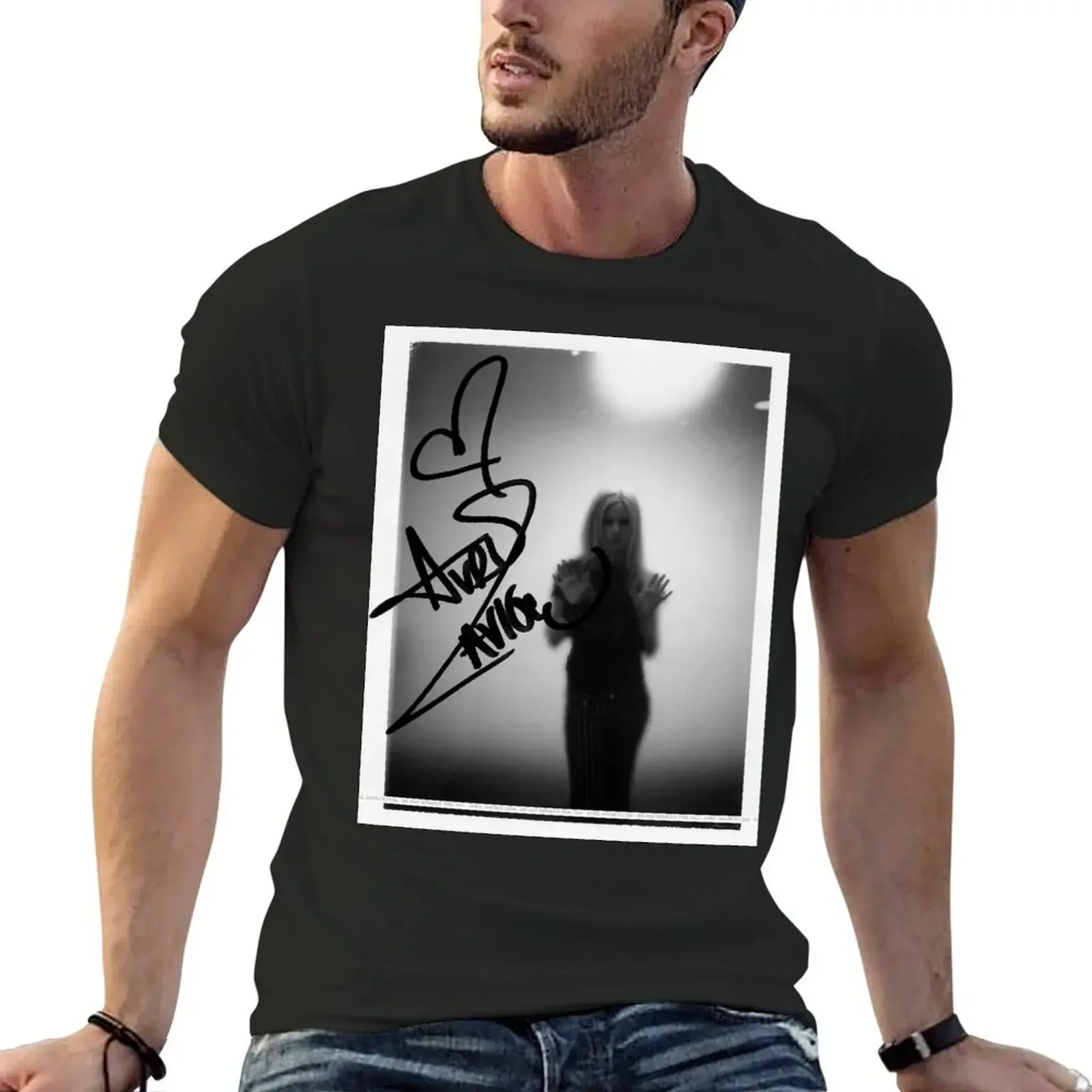 Классическая музыкальная футболка Avril Lavigne черная синяя арховая мужская одежда
