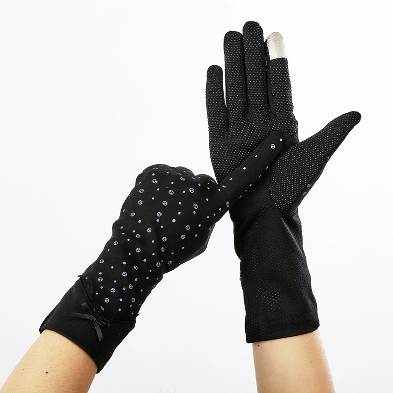 

Mid Long Style Gloves for Women Summer Sunscreen Slip Proof Touch Screen Breathable Cotton Driving Gloves Mitten Long 28cm