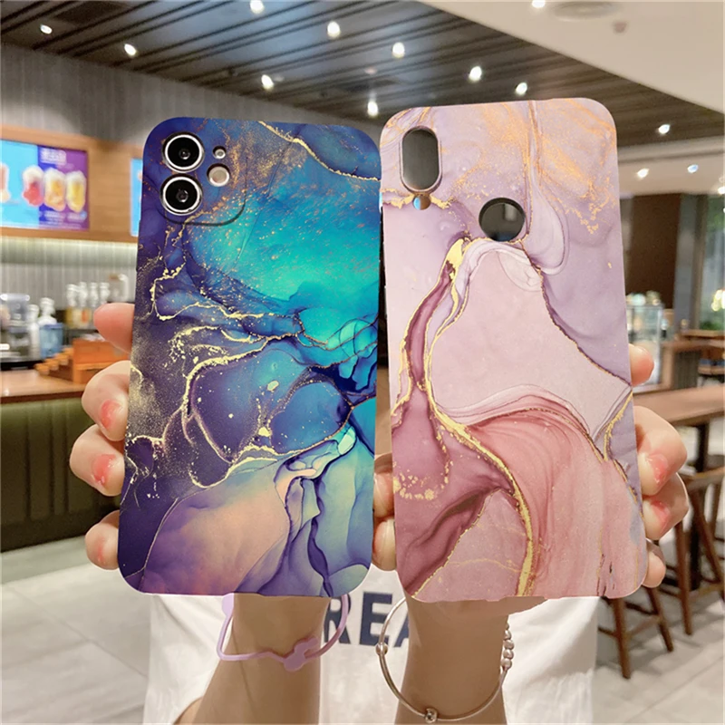 

Phone Case For iPhone 14 13 12 Pro 11 Max Mini SE 2022 2020 6 6S 7 8 Plus XS XR X Marble Painted Soft Silicone Back Cover