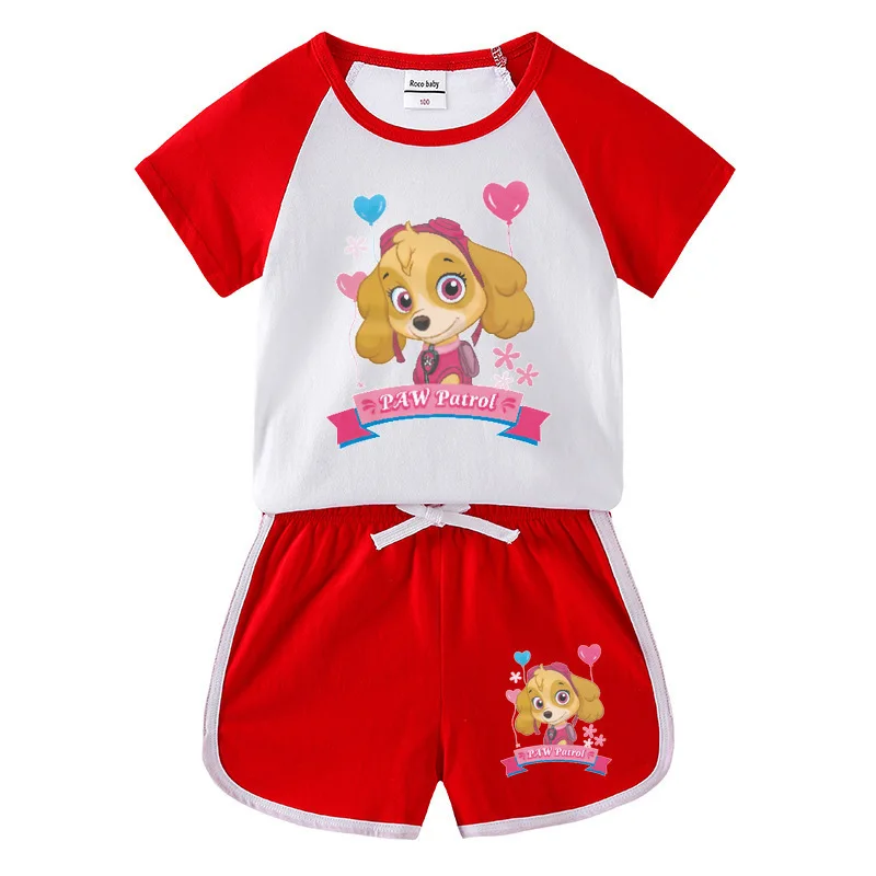 

Paw Patrol Children's Clothing Suits Summer Hotpants Short-sleeved T-shirt Shorts Leisure Sports Two-piece Suit Girls Outfits