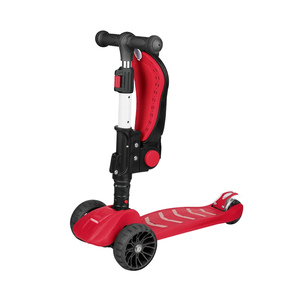 

Kids Foot Kick Scooters Plastic Material LED Light Scooter Panel with 4 PU LED Light Wheels and Music Speaker