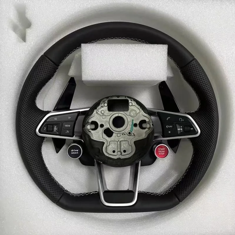 Фото Настраиваемый спортивный руль для Volkswagen VW Golf Mk7 GTI Golf R Polo GTE Passat Jetta, полностью черный кожаный руль №5
