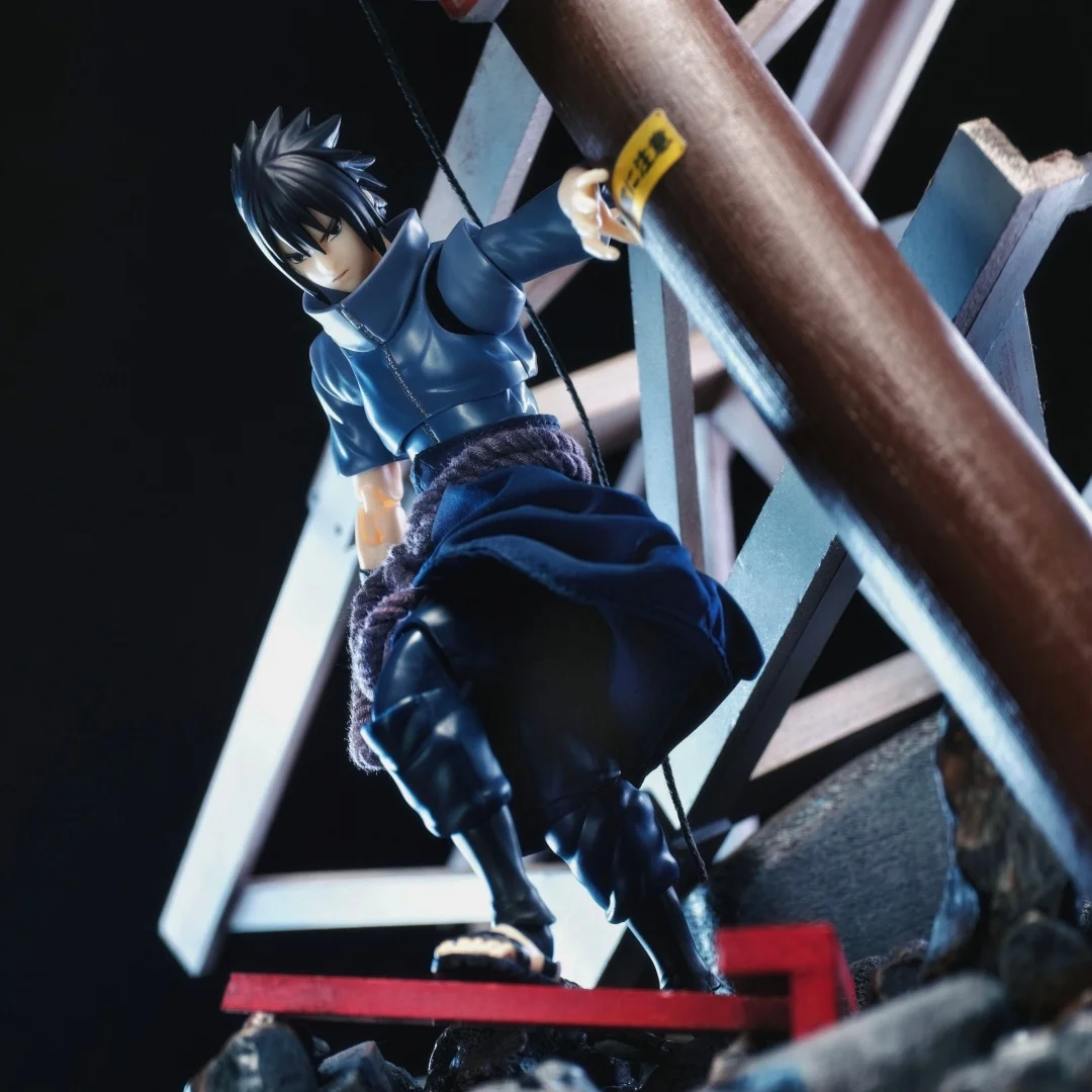 Фото Костюм-юбка ниндзя на заказ для Shfiguarts Uchiha Sasuke Naruto Shippuden, темно-синий с фиолетовым поясом-веревкой №4