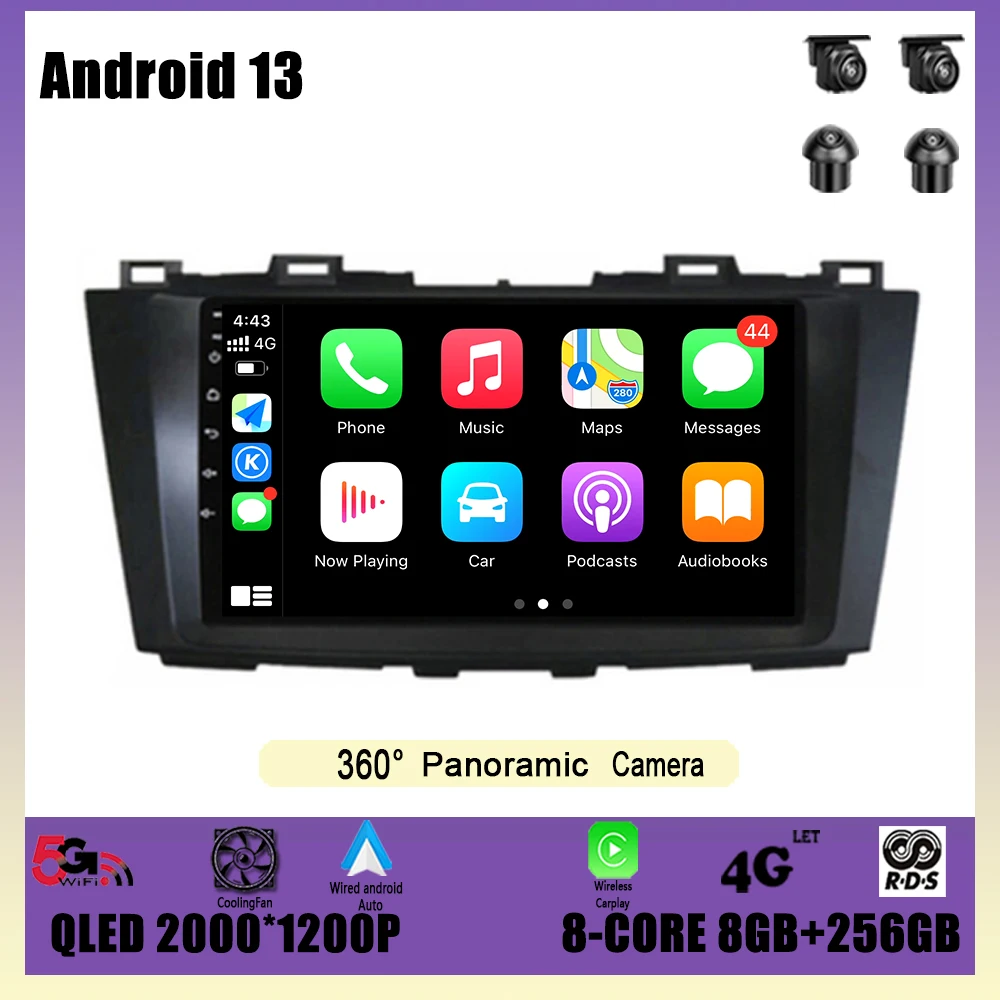 

Car Radio Multimedia Player Navigation GPS DSP Carplay WIFI Android 13 For Mazda 5 2010 2011-2015