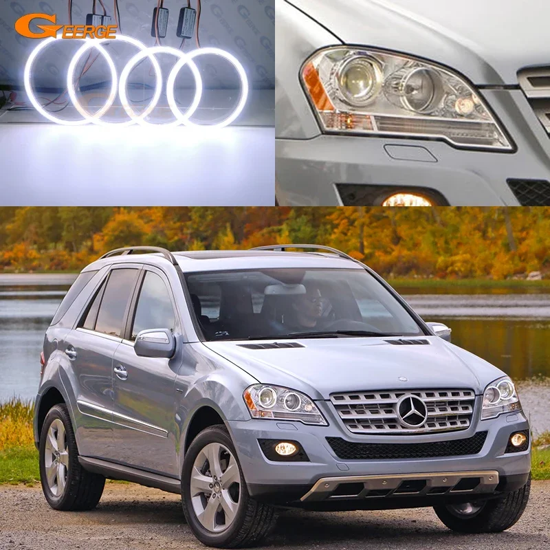 Фото Для Mercedes Benz M Class W164 ML 2005 2006 2007 2008 2009 2010 2011 Ультра яркий DRL COB LED Angel Eyes Kit Halo Rings №1