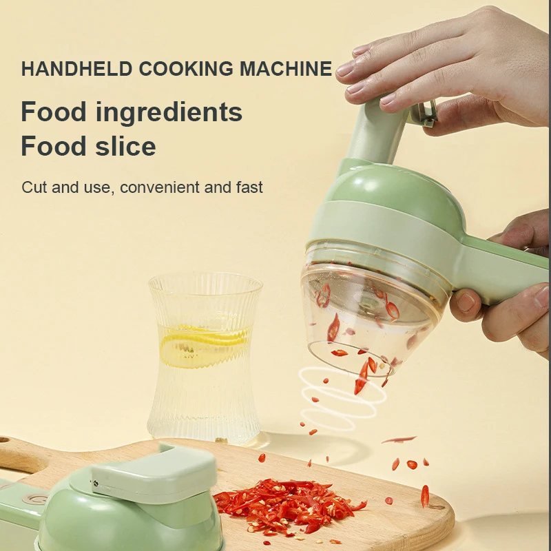 

Cutting Pressing Handheld Food Vegetable Cutter Set Wireless Electric Garlic Chopper 4in1 Electric Garlic Mud Masher Food Slice