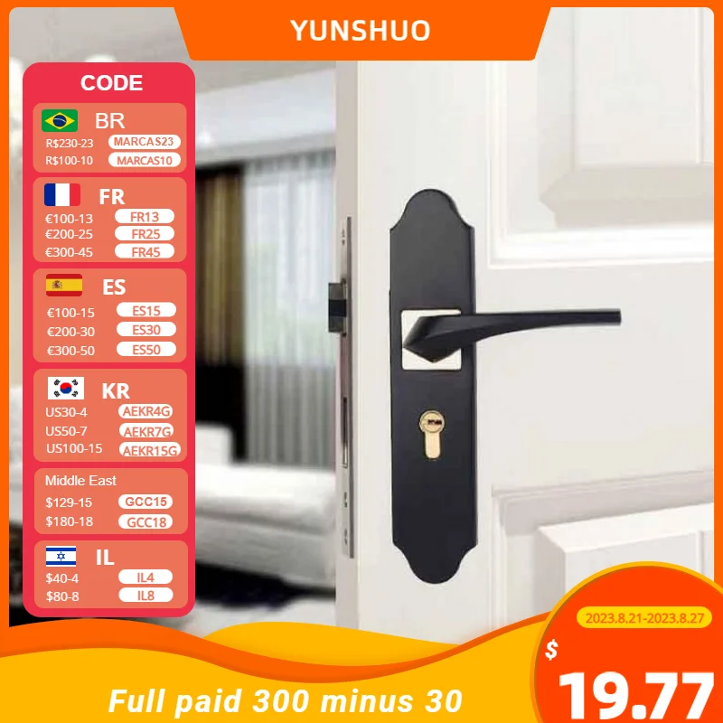 

Door Handle Black Space Aluminum Door Handle Indoor / Bedroom Door Lock Split Mute Door Lock, Door Hardware