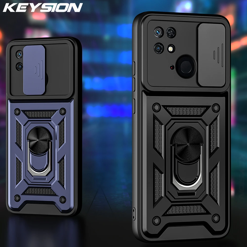 

KEYSION Shockproof Case for Redmi 10C 10A 10S 9A 9C 8 10 Pro 5G Push Pull Camera Protection Phone Cover for Redmi 9T Note 9S