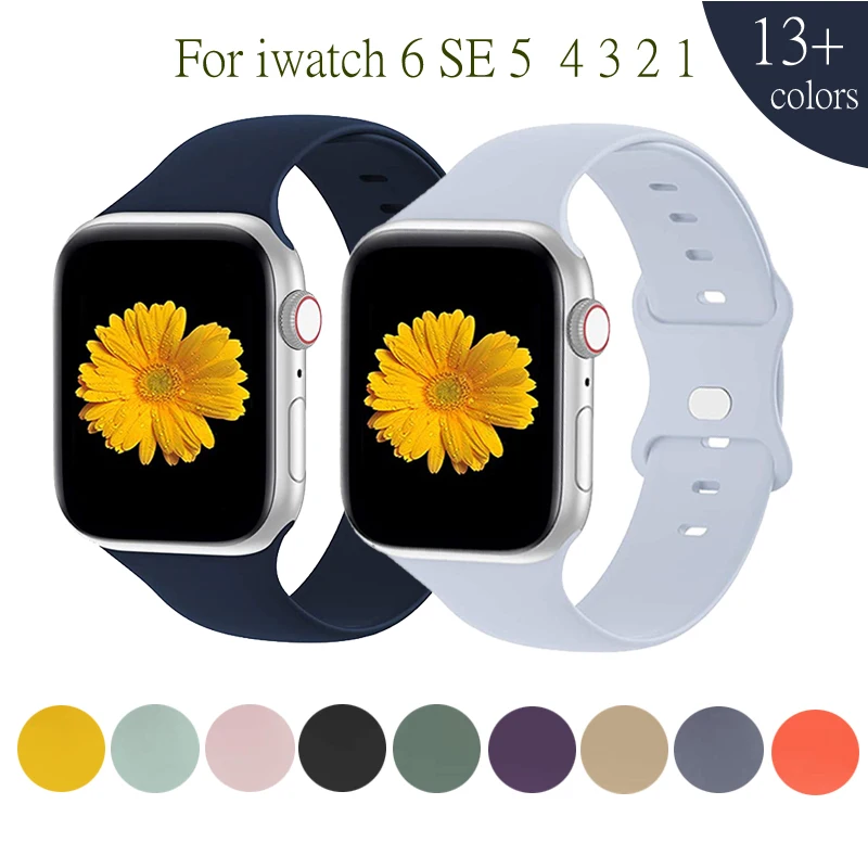 Ремешок силиконовый для Apple Watch 7 SE 8 6 5 4 3 цветной спортивный - Цена: 116.8