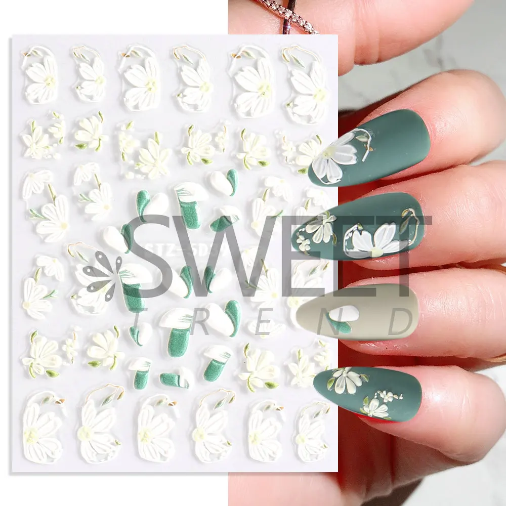 

Long Island Iced Tea Nail Enhancement 5D Nail Stickers Mountain Camellia Tulip Bell Orchid Nail Sticker