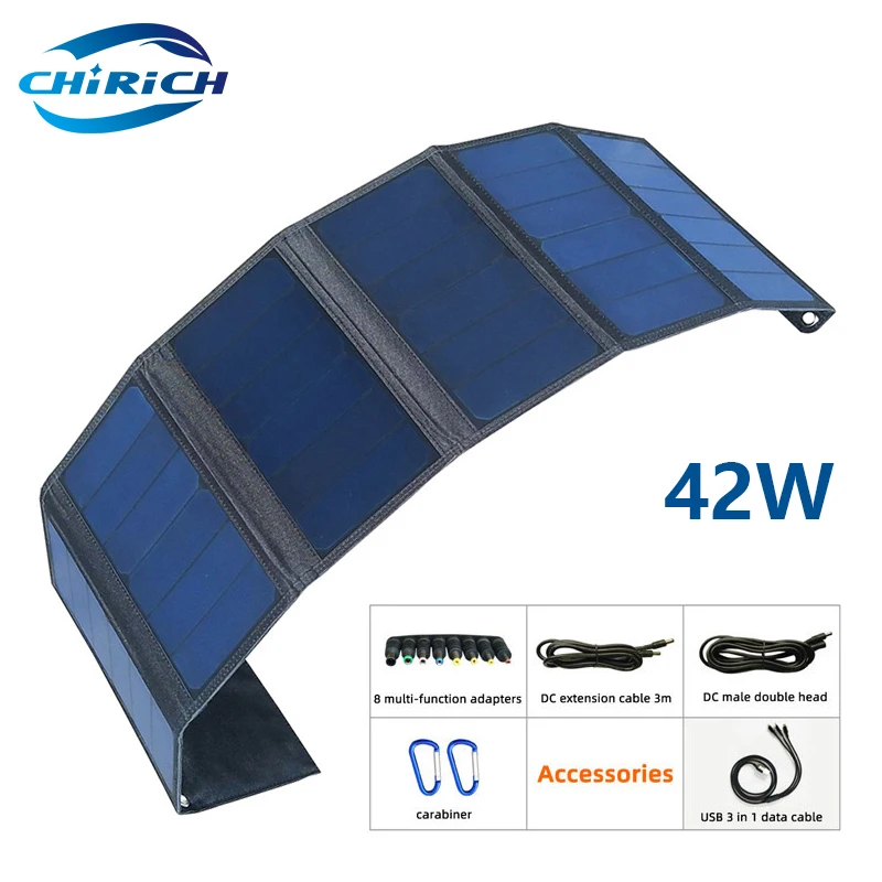 

Foldable Outdoors Solar Panel 42W Waterproof USB DC Solar Cells Smartphone Mobile Power Portable Battery Charger Camping