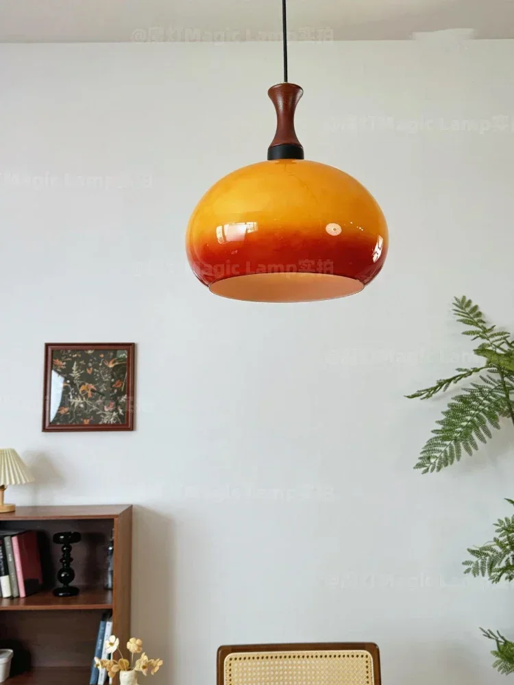 Винтажный стеклянный потолочный светильник в стиле ретро деревянный журнальный