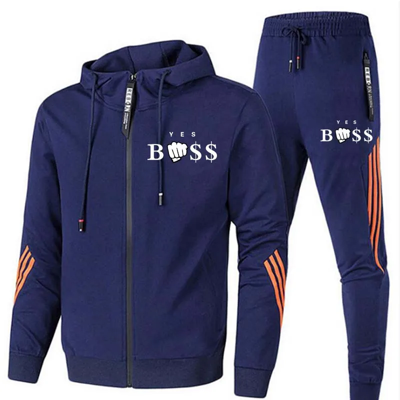 

Мужской костюм с капюшоном, модная Осенняя повседневная толстовка + брюки, мужской костюм, спортивная одежда из двух предметов, мужские комп...