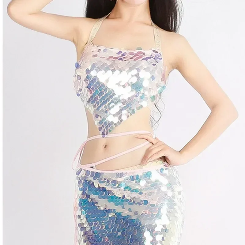 Женская юбка-Бюстгальтер для танца живота с блестками