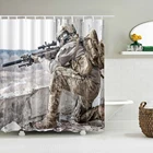 Водонепроницаемые занавески для душа, объемные камуфляжные занавески для ванной из полиэстера в стиле милитари 180x200 см