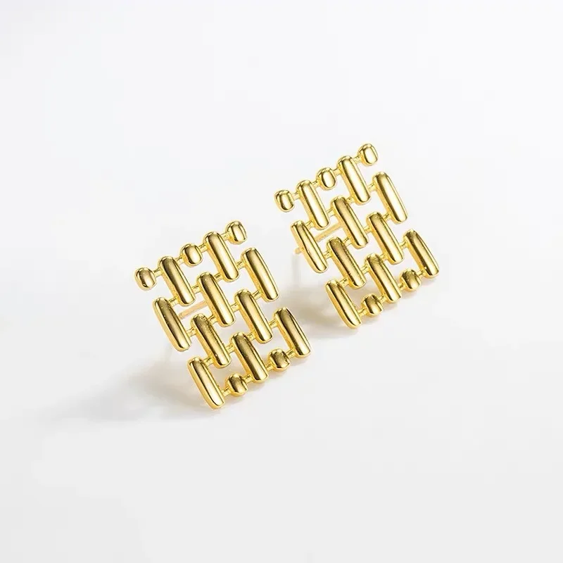 Серебряные западные серьги CHUANGCHENG S925 для женщин с плетеным ремешком узорные