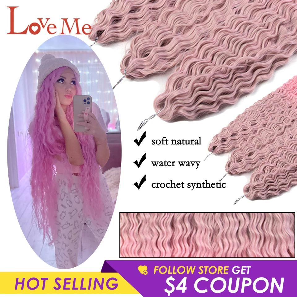 Afro Kinky Twist Curly Hairs Deep Wave Braiding Hairs Extension 24 Inch Ombre Pink Brown Blonde Water Wave Hairs Cosplay Fake