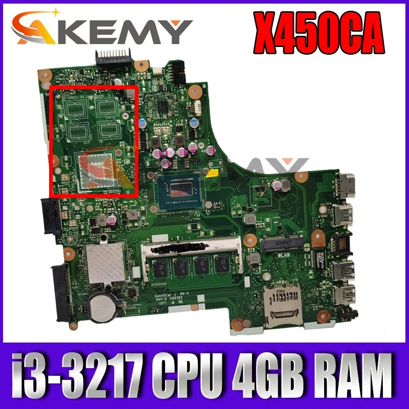 

X450CA Motherboard i3-3217 CPU 4GB RAM For ASUS A450C X450C X450CC X450CA X450 Laptop mainboard X450CC Mainboard Test 100% OK