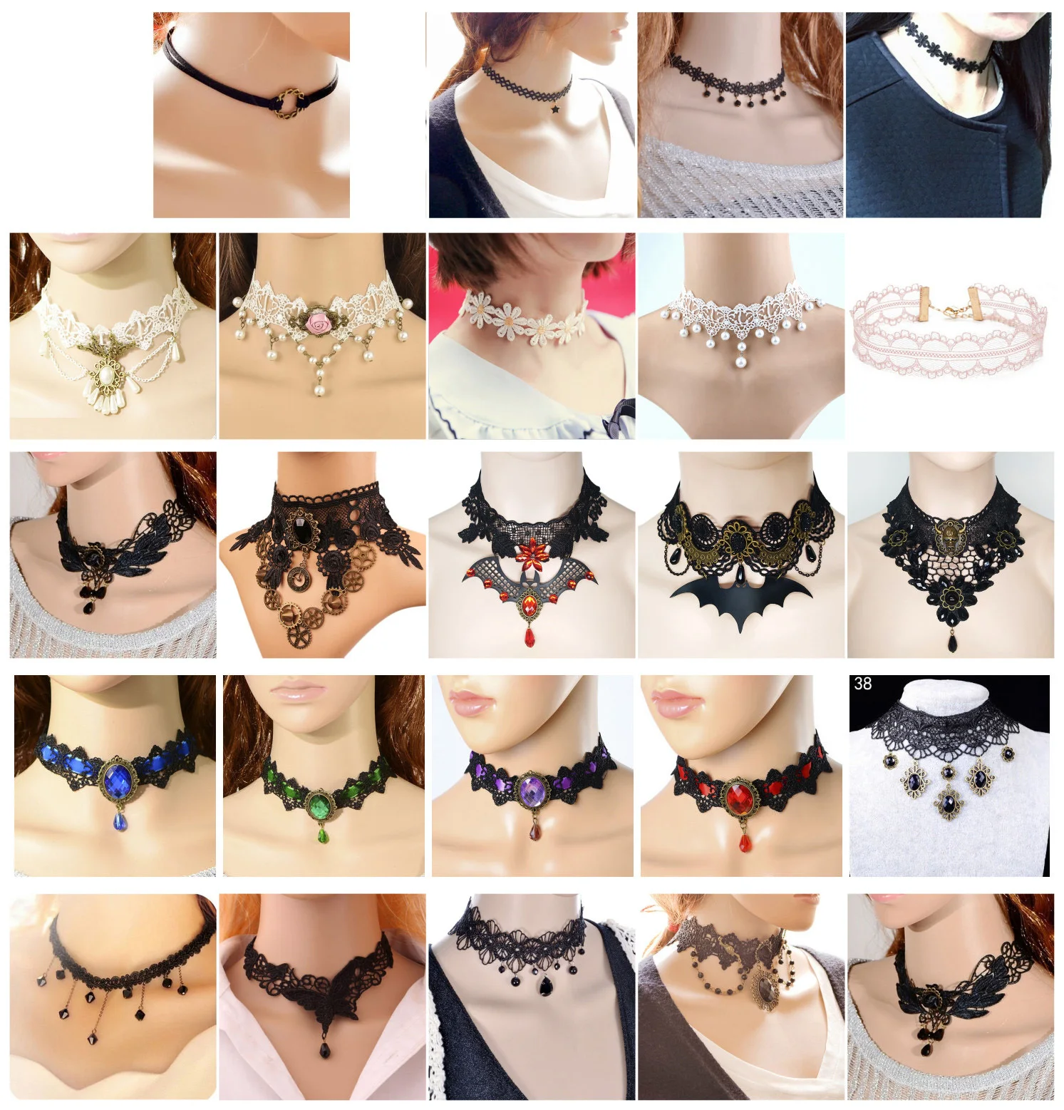 1 pcs Steampunk Gothic Victorian Tassel Tattoo Choker Necklace Black Lace Choker Collar Vintage Women Wedding Jewelry