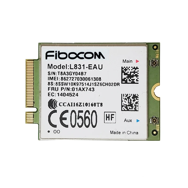 

Fibocom L831-EAU XMM7161 4G Cat4 M.2 WWAN Card LTE модуль для Thinkpad X270 T470 L470 L570 T570 P51S MIIX-510-12IKB FRU 01AX743