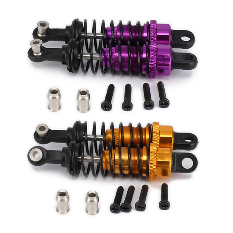 

NEW-2 Set Oil Adjustable 65Mm Absorber Damper For Rc Car 1/18 Wltoys A959 A969 A979 K929 Hpi Hsp Traxxas,Purple & Yellow