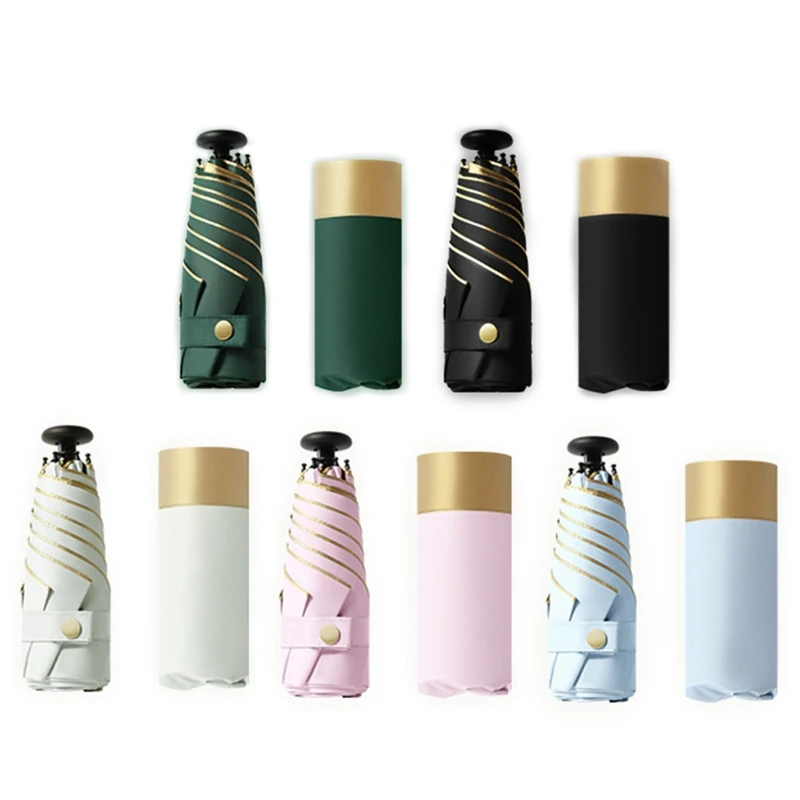 

Мини Карманный Зонт 5 раз, однотонные зонтики от солнца и дождя, защита от УФ-лучей, зонтик от солнца, модный дорожный зонтик для мужчин и женщ...