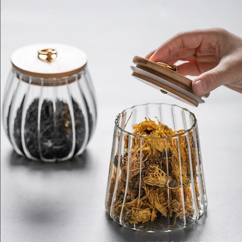 Jar Storage Storage Tea Glass Transparent Seasoning Bowl Wit