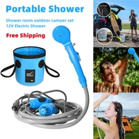 portable camping shower 12v car cigarette lighter handheld outdoor camp shower pump for travel camp hiking pet shower car wash