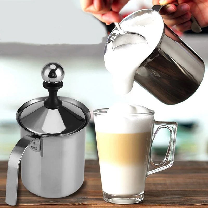 

400/800ML Manual Milk Frother Stainless Steel Cappuccino Milk Creamer Milk Foam Mesh Coffee Foamer Creamer Kitchen Applicance