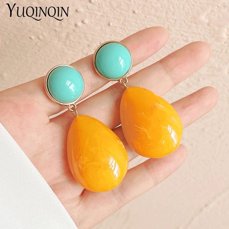 

Vintage Big Long Hanging Earrings for Women Fashion Jewelry Korean Trendy Drop Earings for Girls Teardrop Acrylic Dangle Brincos