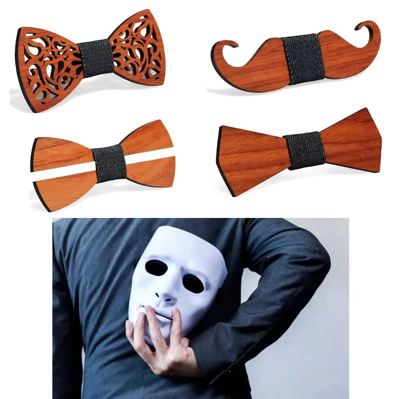 

Fashion Original Wooden Bow Tiet Gentleman Groom wooden necktie Butterfly Wedding Party Bow Ties Butterfly Wooden Tie For Man