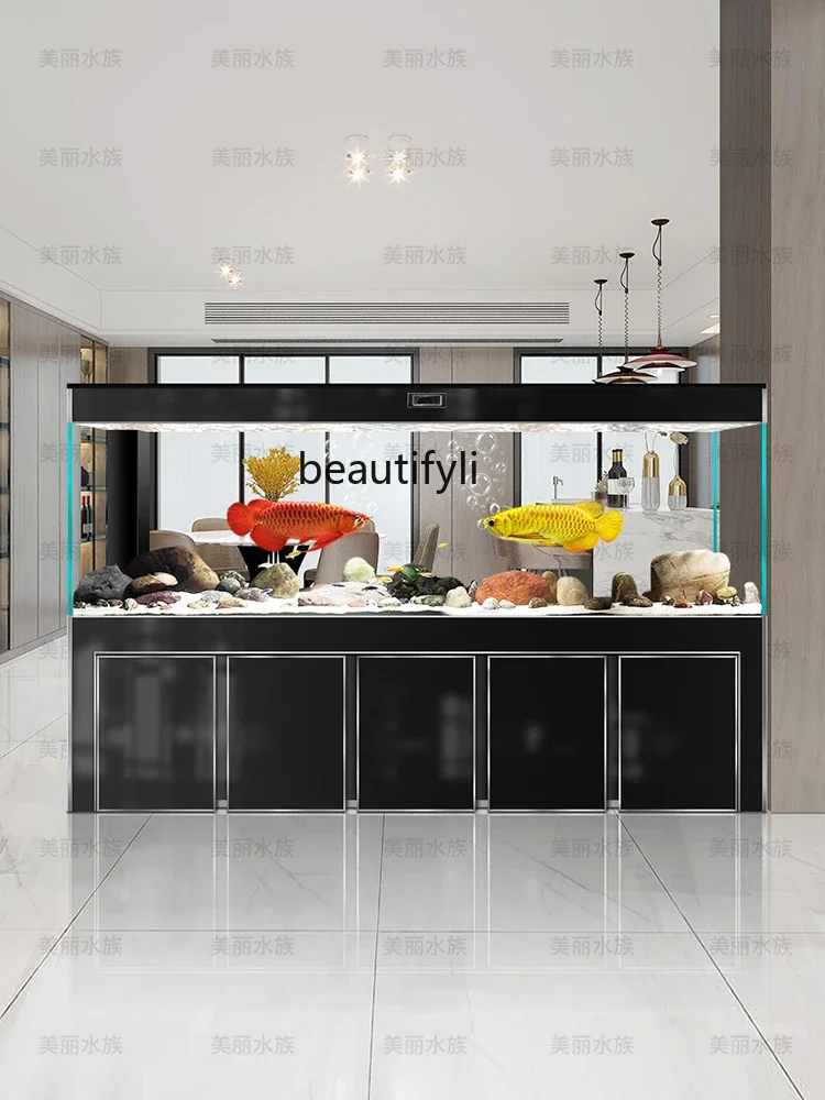Ультра-белый стеклянный аквариум для гостиной большой от пола до потолка