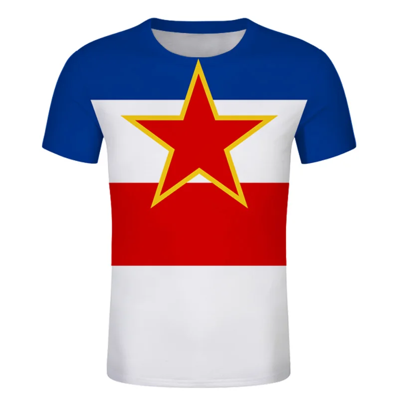 

YUGOSLAVIA Male T Shirt Red Flame T-shirt Black Tee Print Flag Clothing Summer Casual Streetwear