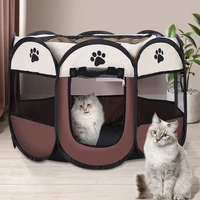 2022 hot selling pet tent portable travel house breathable outdoor kennels fences foldable pet play octagonal cage cat and dog