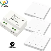 433mhz wireless remote control switch ac 110v 220v 10a relay receiver push button wall panel transmitter for lightfanbulblamp